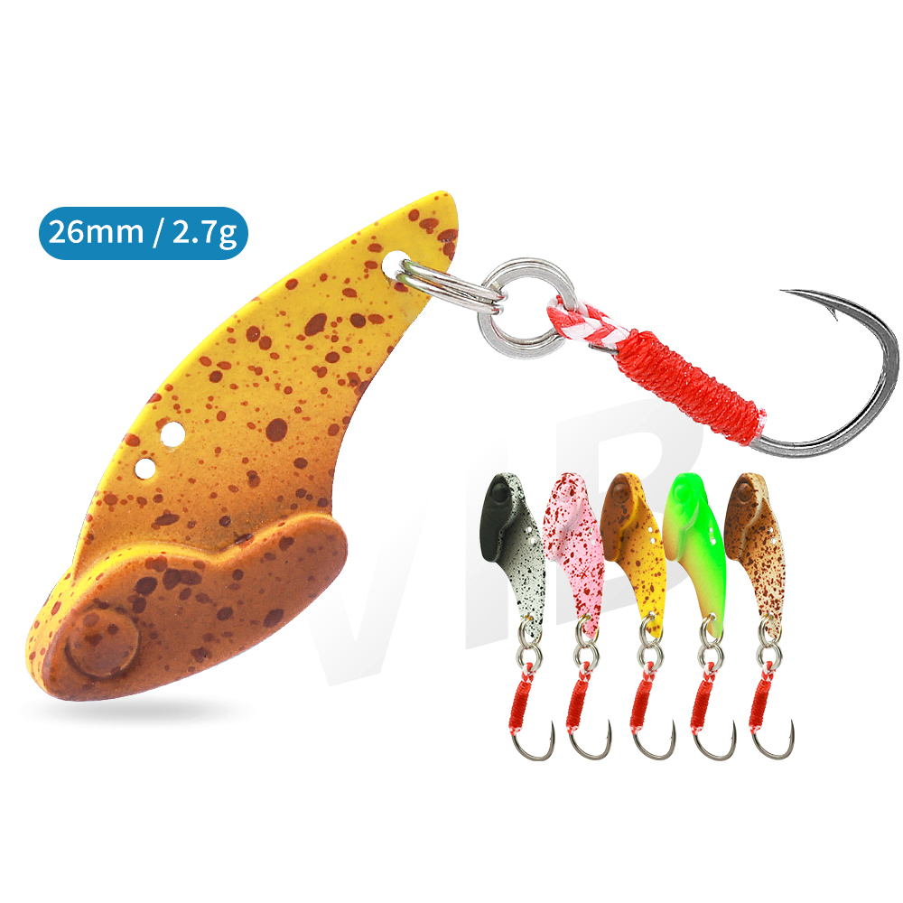 1PCS 26 มม.2.7g โลหะ VIB ตกปลา Lure Spinner Sinking หมุนช้อน Pin Crankbait เลื่อมเหยื่อปลอมตกปลา