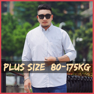 【Plus Size】เสื้อเชิ้ตลําลอง แขนยาว คอปก ทรงหลวม โอเวอร์ไซซ์ 80-175 กก. พร้อมกระเป๋าหน้าอก สีพื้น สําหรับผู้ชาย