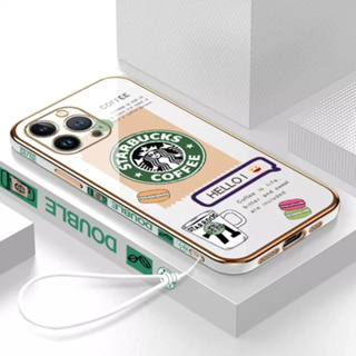 เคสโทรศัพท์มือถือ ลายการ์ตูน Starbucks พร้อมสายคล้อง สําหรับ iPhone 11 iPhone 11 pro iPhone 11 pro max iPhone 12 iPhone 12 pro iPhone 12 pro max iPhone 12 mini