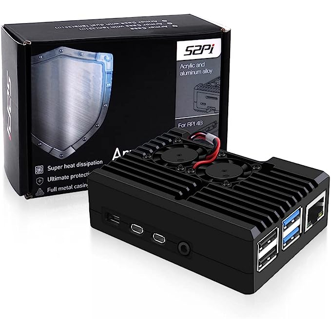 เคสอลูมิเนียมอัลลอย พร้อมพัดลมระบายความร้อน 52Pi Raspberry Pi 4 Armor Case Raspberry Pi 4 Raspberry 