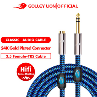 Golley LION สายเคเบิลอะแดปเตอร์หูฟัง ตัวเมีย 3.5 มม. เป็นตัวผู้ 1/4 TRS ตัวเมีย 1/8 นิ้ว เป็นตัวผู้ 6.35 มม. PVC สีฟ้า สําหรับมิกเซอร์ กีตาร์ เปียโน เครื่องขยายเสียง ลําโพง