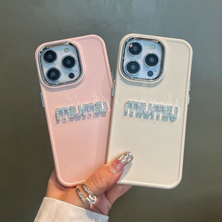 เคสโทรศัพท์มือถือ ลาย Miu Miu ประดับเพชร สวยหรู แฟชั่น สําหรับ iPhone 14 14 Pro 13 12 11 Pro Max