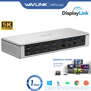 Wavlink แท่นชาร์จแล็ปท็อป 5K USB C USB A พร้อมพาวเวอร์ซัพพลาย PD100W สําหรับ M1 M2 Windows