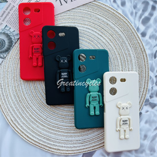 Tecno Pova 5 4G LH7n เคสโทรศัพท์ ซิลิโคนเหลว เนื้อแมตต์ สีแคนดี้ ขอบตรง ป้องกัน พร้อมที่วางโทรศัพท์ แบบพับได้ โหดหมี