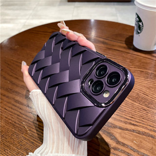 เคสถัก iPhone 13 Pro Max 12 Pro Max เคสแข็งกันกระแทกสวยงามชุบซิลิโคนป้องกันกล้องป้องกันเลนส์