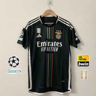 เสื้อกีฬาแขนสั้น ลายทีมชาติฟุตบอล Benfica 23/24 ชุดเยือน ไซซ์ S-4XL