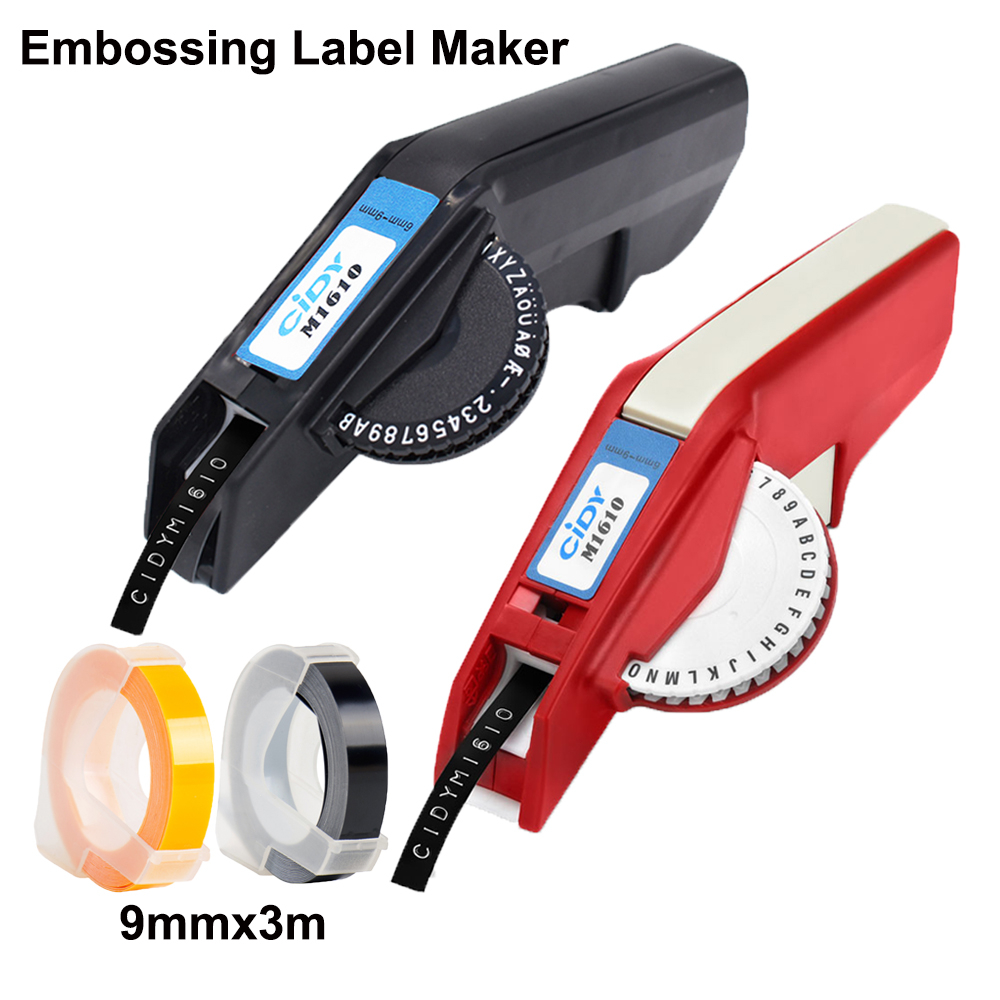 พร้อม 2 ม้วน 3D เทปลายนูน 3D ลายนูน เครื่องพิมพ์ฉลาก 1610 M1610 คู่มือ typeprinter เครื่องพิมพ์ฉลาก