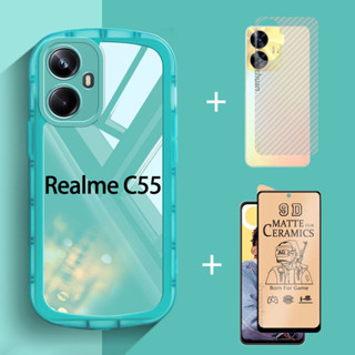 3in1 เคสโทรศัพท์มือถือซิลิโคนใส แบบนิ่ม กันกระแทก สําหรับ Realme C55