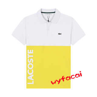 Lacoste เสื้อโปโลสําหรับผู้ชายผ้าฝ้ายสํานักงานแขนสั้น