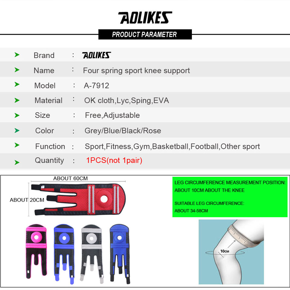 Aolikes สนับเข่า บรรเทาความเครียด กันลื่น ปรับได้ สําหรับเล่นกีฬา ขี่จักรยาน บาสเก็ตบอล 1 ชิ้น ราคา ถูกที่สุด ดีลบีเคเค แกลเลอรีภาพที่ 2