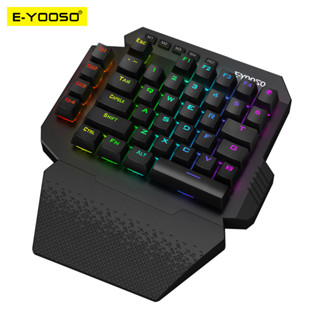 E-yooso K722 RGB 2.4Ghz คีย์บอร์ดเกมมิ่งไร้สาย 44 คีย์ ขนาดเล็ก มือเดียว สีฟ้า สําหรับคอมพิวเตอร์ PC แล็ปท็อป