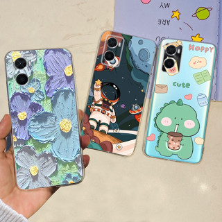 เคสโทรศัพท์มือถือ ซิลิโคนนิ่ม TPU ลายดอกไม้อวกาศ สําหรับ OPPO A36 A76 4G 2022 A36 4G A 76