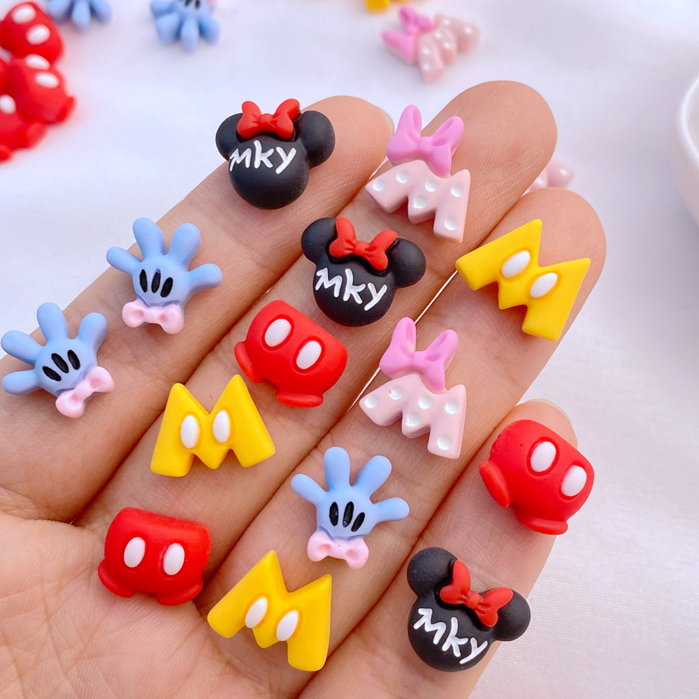 โบว์เรซิ่น ทรงกลม ลายการ์ตูนหนู ขนาดเล็ก สําหรับตกแต่งเล็บ DIY จํานวน 20 ชิ้น