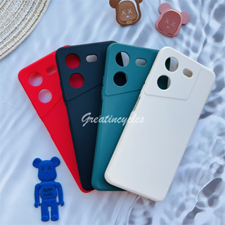 เคสซิลิโคนนิ่ม ขอบตรง สีพื้น สําหรับ Tecno Pova 5 4G LH7n