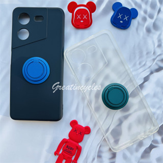 Tecno Pova 5 4G LH7n นิ่ม TPU ซิลิโคน สีดํา ฝาครอบป้องกัน รถ แหวนแม่เหล็ก ตัวยึด TPU ซิลิโคน เคสโทรศัพท์