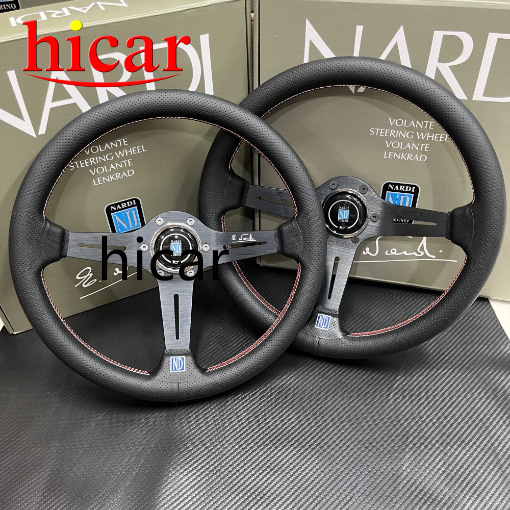Nardi พวงมาลัยหนังนิ่ม 350 มม. 14 นิ้ว สําหรับรถแข่ง