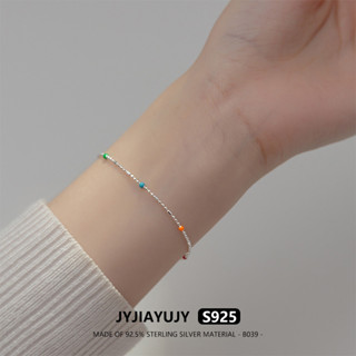 Jyjiayujy สร้อยข้อมือเงินแท้ 100% S925 ประดับลูกปัดหลากสี 2 มม. คุณภาพสูง เหมาะกับเป็นของขวัญ แฟชั่น B039