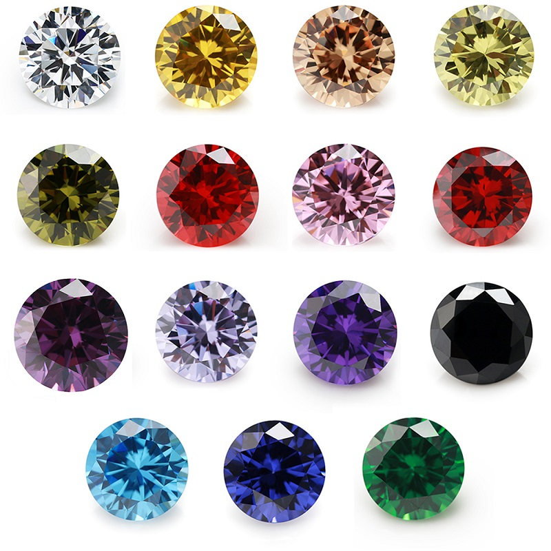 5A รอบตัดผสม 15 สีหลวม CZ หิน 4 ~ 10 มม.Cubic Zirconia สังเคราะห์อัญมณีสําหรับเครื่องประดับ DIY