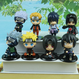 โมเดลฟิกเกอร์ PVC อนิเมะนารูโตะ Uchiha Sasuke Uzumaki Naruto Kakashi Itachi Q Version ขนาด 8-10 ซม. สําหรับตกแต่งเค้ก จํานวน 4 ชิ้น ต่อชุด