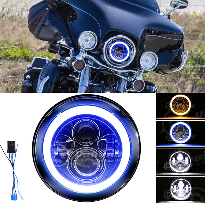 ไฟหน้ารถจักรยานยนต์ LED สไตล์เรโทร อุปกรณ์เสริม สําหรับ Harley Davidson