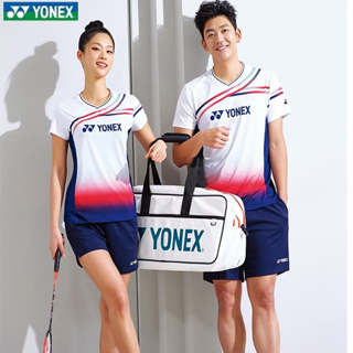 Yonex2023 ใหม่ ชุดเสื้อกีฬาแบดมินตัน ระบายอากาศ แห้งเร็ว ดูดซับเหงื่อ ใส่สบาย เหมาะกับฤดูร้อน สําหรับผู้ชาย และผู้หญิง วิ่ง กลางแจ้ง