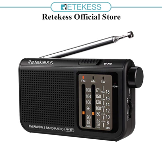 【จัดส่งในท้องถิ่น】Retekess V117 เครื่องเล่นวิทยุ FM AM SW แบบพกพา สำหรับผู้สูงอายุ พร้อมปุ่มปรับ (สีดำ)