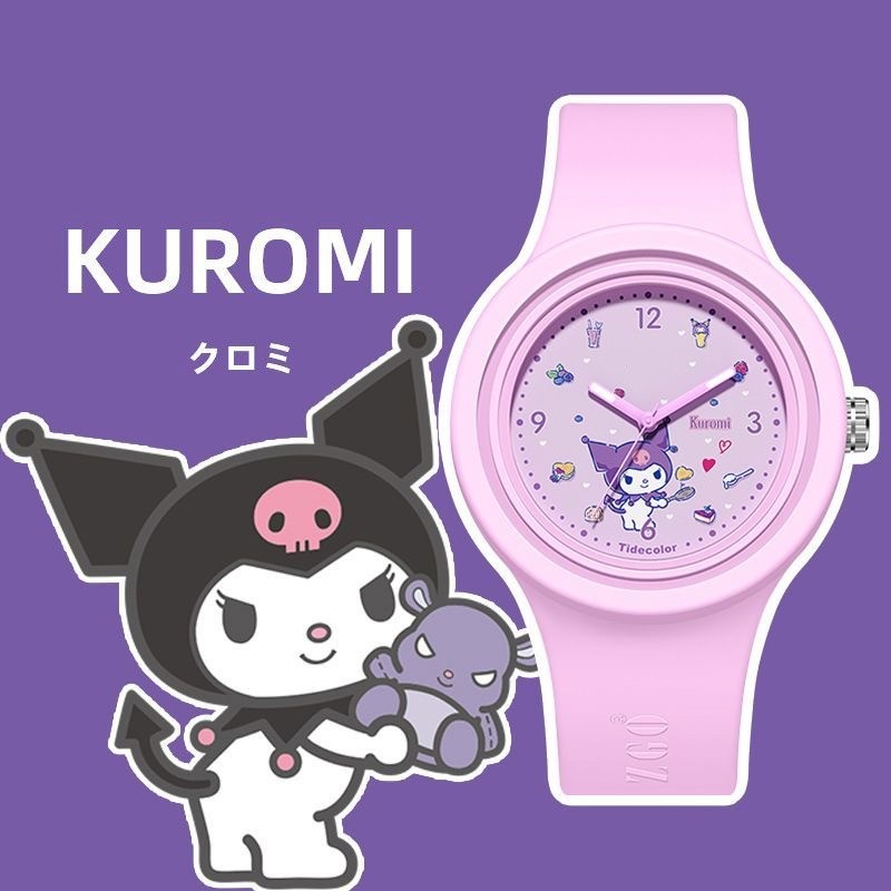 Sanrio นาฬิกาข้อมือควอตซ์แฟชั่น สายซิลิโคนนิ่ม หน้าปัดสี่เหลี่ยม ลาย Hello Kitty Kuromi Melody คุณภาพสูง ให้เป็นของขวัญได้ สําหรับนักเรียน