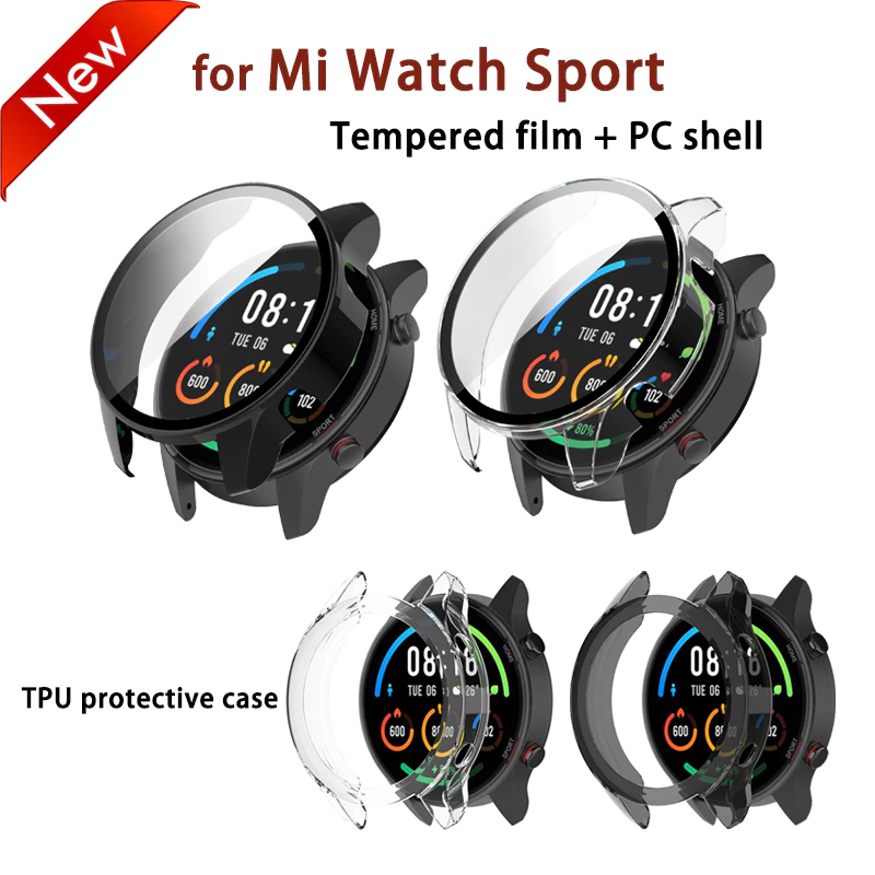 เคสหน้าปัด TPU แบบใส PC plus เคสกระจกนิรภัย สําหรับ Xiaomi Mi watch sports