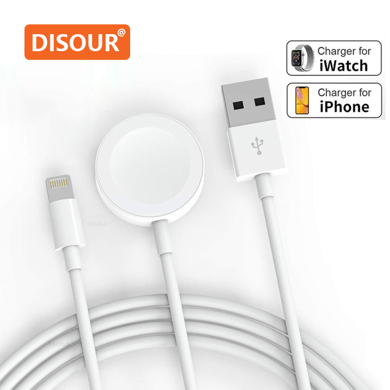 DISOUR สําหรับ Apple Watch Charger เข้ากันได้กับ iWatch SeriesSE 7/6/5/4/3/2/1 iWatch Charger 2 In 1 พร้อมสายเคเบิลแสงชาร์จเร็ว