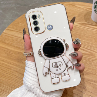 เคสโทรศัพท์มือถือ ซิลิโคนนิ่ม ลายนักบินอวกาศ 6D พร้อมขาตั้ง สําหรับ Motorola Moto G50 E20 G60 G40FUSION G22 G52 2022