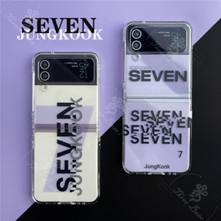 Threebase เคสโทรศัพท์มือถือ ฝาพับ กันกระแทก ลาย BTS-613 JUNGKOOK SEVEN Solo สําหรับ Samsung Galaxy ZFlip 3 ZFlip 4 ZFlip 5 VIVOXFlip OPPOFindN2Flip