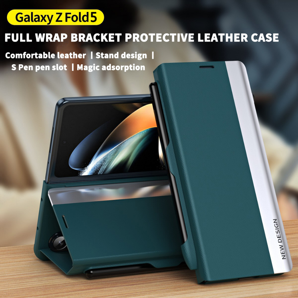 สําหรับ Samsung Galaxy Z พับ 6 Fold5 Fold4 Fold3 Magnetic Flap หนัง Holster ปากกาสล็อตกรณี S ปากกา Anti-drop ฝาครอบ