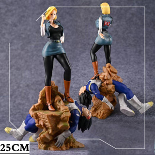 ตุ๊กตาฟิกเกอร์ Pvc อนิเมะ Dragon Ball Z Android 18 Lazuli Fight With Vegeta ขนาด 25 ซม. 9.84 นิ้ว สําหรับตกแต่ง เก็บสะสม