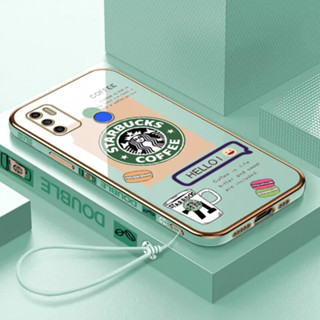 เคสป้องกันโทรศัพท์มือถือ แบบนิ่ม ลาย Starbucks ทรงสี่เหลี่ยม ชุบโครเมี่ยม ป้องกันกล้อง สําหรับ Moto E6S E7 POWER 2021 E7 PLUS E7 E32 E20 E13 E22