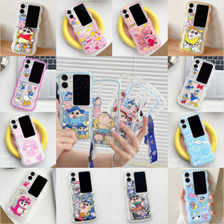 เคสโทรศัพท์มือถือ ซิลิโคนนิ่ม ป้องกันกระแทก แบบพับได้ ลายการ์ตูนชินจังจอมแก่น สําหรับ OPPO Find N2