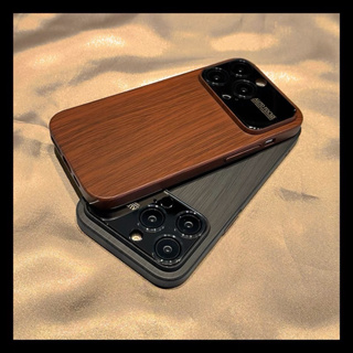 【2 in 1/PC+TPU Wood grain hard case/Brown】เคส compatible for iPhone 11 12 13 14 pro max case