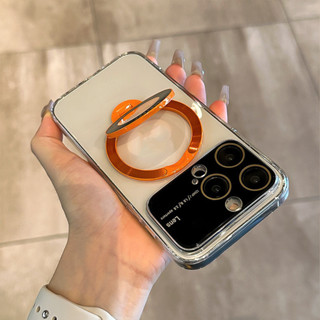 【Bracket/Large window/PC clear hard case/Orange】เคส compatible for iPhone 11 12 13 14 pro max case