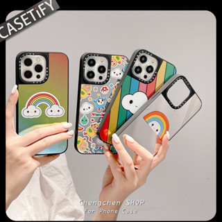 Casetify เคสโทรศัพท์มือถือกระจก ลายก้อนเมฆสายรุ้งน่ารัก สําหรับ iPhone 14ProMax 13Pro 13 11 12Promax 13Promax 12 13 14