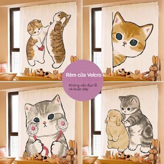 ผ้าม่าน พิมพ์ลายการ์ตูนน่ารัก สําหรับตกแต่งห้องครัว ห้องนอน