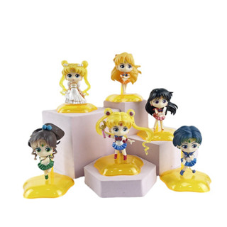 โมเดลฟิกเกอร์ PVC อนิเมะเซเลอร์มูน Tsukino Usagi Sailor Mars Mercury Jupiter Venus Q Version ขนาด 7-11 ซม. 6 ชิ้น ต่อชุด