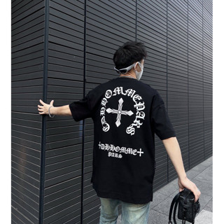 เสื้อยืดแขนสั้น ผ้าฝ้าย พิมพ์ลาย Chrome Hearts สําหรับผู้ชาย และผู้หญิง