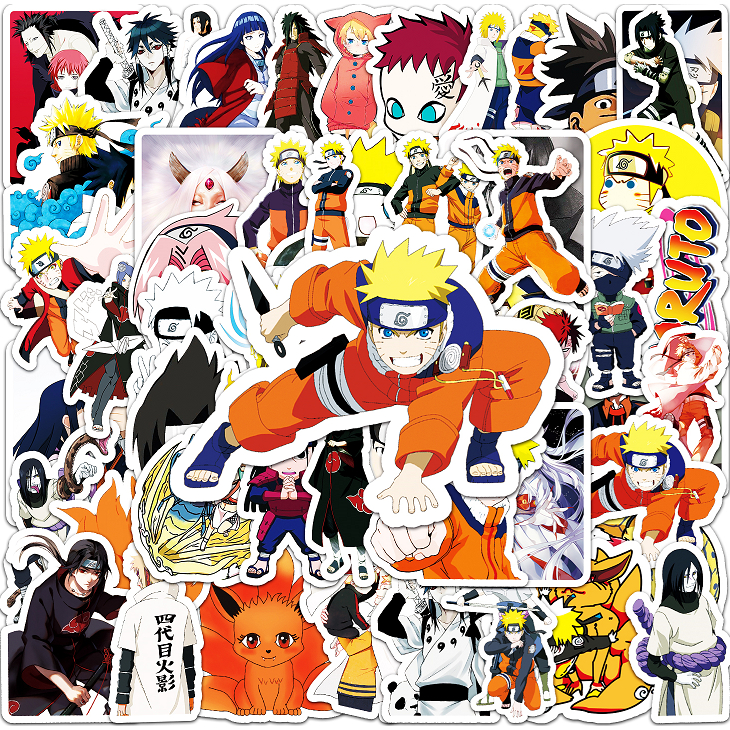 50 ชิ้นตลก Naruto สติกเกอร์กันน้ํา DIY สําหรับโทรศัพท์แล็ปท็อปรถสติกเกอร์ Creative Home Decal