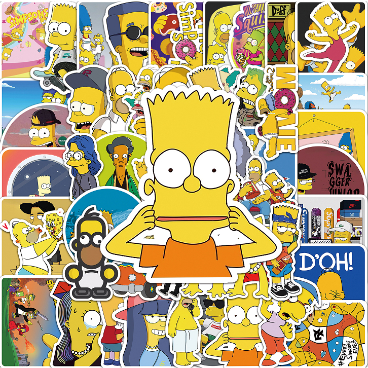 50 ชิ้นตลก Simpson สติกเกอร์สําหรับแล็ปท็อป/โทรศัพท์/หมวกกันน็อค/รถ/มอเตอร์/กีตาร์ DIY สติกเกอร์สร้างสรรค์ Home Decal