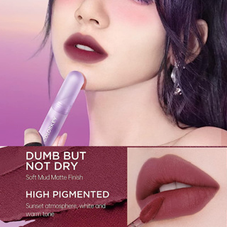 Wild plum Velvety Mousse Fluffy Lip Mud (P112 Go Wild) ลิปสติก เนื้อแมตต์ กํามะหยี่ ติดทนนาน เรียบลื่น ลิปทินท์ ความงาม ริมฝีปาก แต่งหน้า