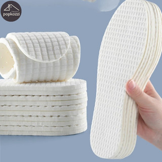 Popkozzi 1คู่ แผ่นพื้นรองเท้า แผ่นพื้นรองเท้ายางพารา แผ่นรองเท้านุ่มๆ สีขาว พื้นรองเท้าผ้าใบ แบบยืดหยุ่นสูง