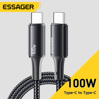 Essager PD 100w 5A Type C เป็น Type C สายชาร์จข้อมูล ชาร์จเร็ว สําหรับ MBook แล็ปท็อป และ IP14 S amsung