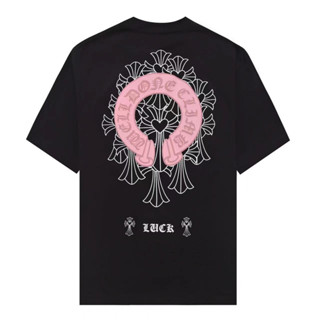 เสื้อยืดแขนสั้น ผ้าฝ้าย พิมพ์ลาย Chrome Hearts สําหรับผู้ชาย และผู้หญิง