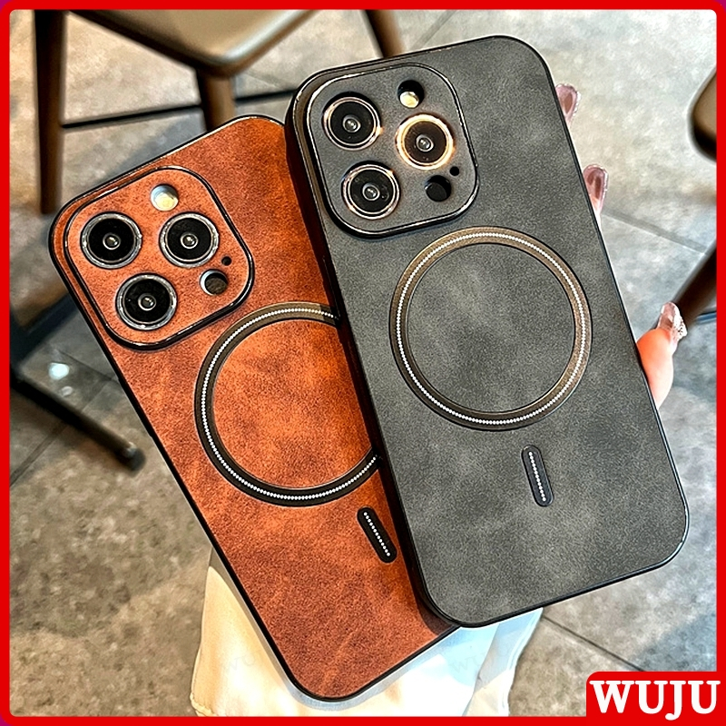 Wuju เคสโทรศัพท์มือถือแบบนิ่ม กันกระแทก พร้อมที่ชาร์จแม่เหล็กไร้สาย หรูหรา สําหรับ iPhone 16 15 14 13 12 11 Pro Max Plus XR X XS Max
