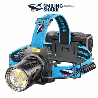 Smiling Shark TD2003 ไฟคาดหัว M90 15000 ไฟหน้า Led ลูเมน สว่างมาก ชาร์จ Super Bright ไฟฉายคาดหัว โฟกัสคงที่ 1000M Long shot USB กันน้ํา สําหรับตั้งแคมป์ เดินป่า ทํางานกลางแจ้ง 18650*3