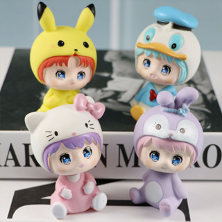 โมเดลฟิกเกอร์ PVC รูปการ์ตูนดิสนีย์ Hello Kitty StellaLou Pikachu Donald Duck Kawaii Q Version ขนาด 8-9 ซม. 1 ชิ้น